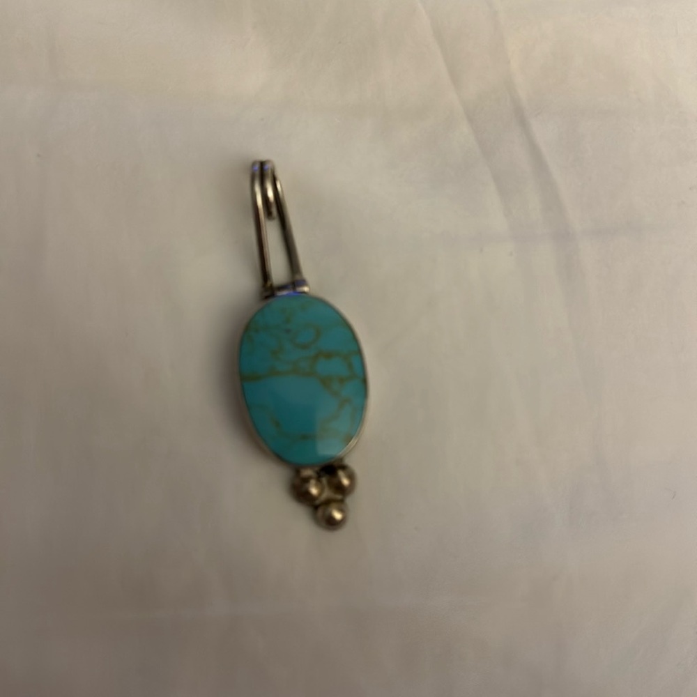 Sterling turquoise silver hinged pendant